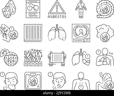 Asbestos Material And Problem Icons Set Vector Stock Vector