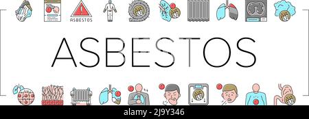 Asbestos Material And Problem Icons Set Vector Stock Vector