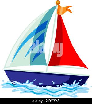 Isolated sailboat on the water in cartoon style illustration Stock Vector  Image & Art - Alamy