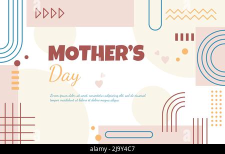 Happy Mother Day Family Gift Card Memphis Abstract Style Stock Vector