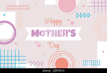 Happy Mother Day Family Gift Card Memphis Abstract Style Stock Vector