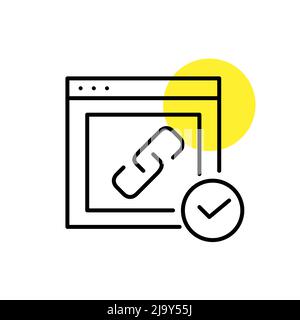 Backlink created. Another website traffic links. SEO concept. Pixel perfect, editable stroke line art icon Stock Vector