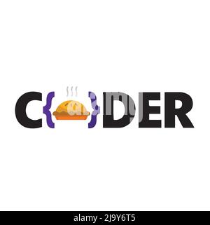 Coder illustration logo. Programmer logo. Coder Idea Symbol For Programming Specialist, Web Developer, Coder, Programmer, etc. Stock Vector