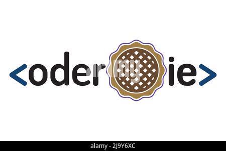 Coderpie digital code logo illustration. colorful logo. coding. programmer logo icon vector. media logo with pie Stock Vector