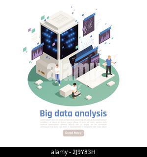 Big data service isometric composition with compute and storage architecture collecting managing real time analytics vector illustration Stock Vector