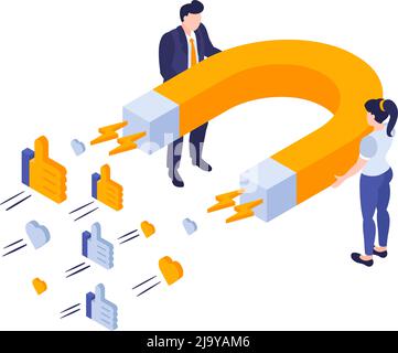 Isometric marketing strategy business composition of isolated stack of ...