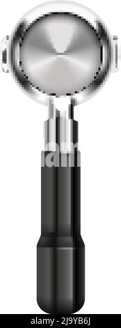 Barista coffee equipment realistic composition with isolated image of portafilter with handle vector illustration Stock Vector