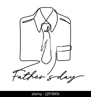 Happy father's day gift tie and shirt line art vector illustration. One line drawing and continuous style Stock Vector