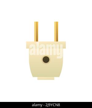 Electrical plug. Electrical appliances for home network. Spare parts for work of an electrician. Isolated on white background. Single object icon. Vec Stock Vector