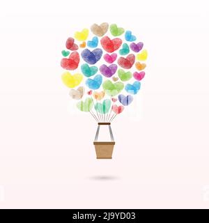 Color air balloon finger print Stock Vector