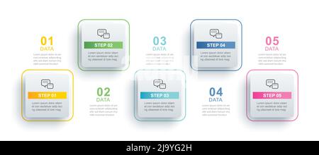 5 data infographics square tab paper index template. Vector illustration abstract background. Stock Vector