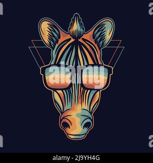 Zebra colorful wearing a eyeglasses vector illustration Stock Vector