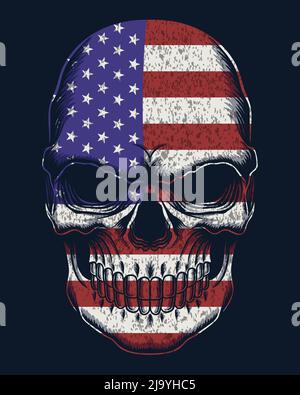 Skull color america flag vector illustration Stock Vector