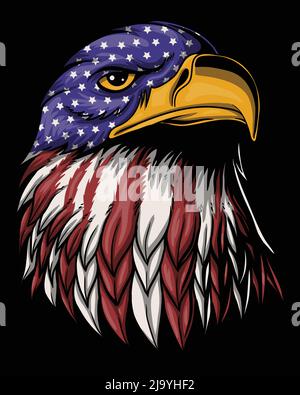 Eagle head america flag fur vector illustration Stock Vector
