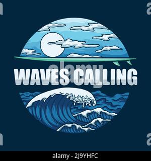 Waves are calling sea vector illustration Stock Vector