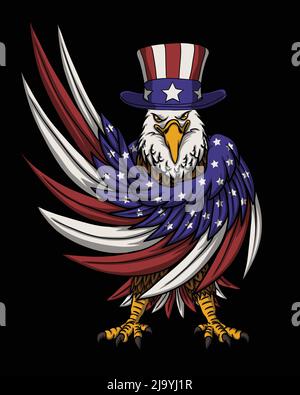Eagle wearing a uncle sam hat vector illustration Stock Vector