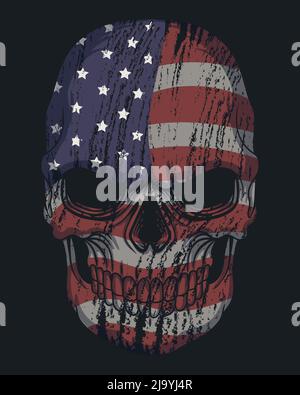Skull color grunge texture america flag vector illustration Stock Vector