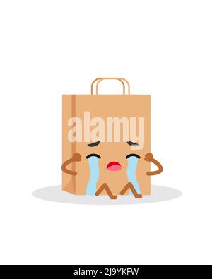 Crying Package Cute character package with sad emotions, depressed face, down eyes ...