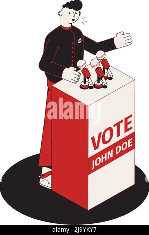 Election isometric composition with isolated image of tribune with talking candidate vector illustration Stock Vector