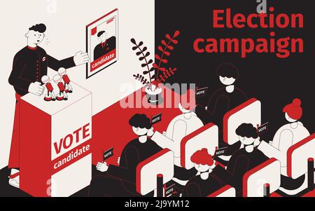 Election campaign isometric composition with view of press conference ...