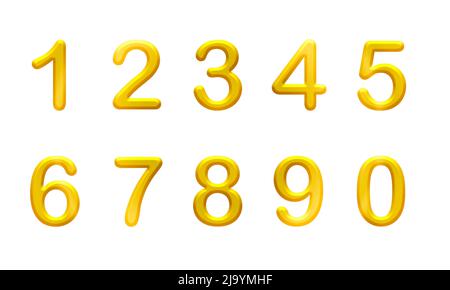 Set of golden numbers isolated on white Stock Photo