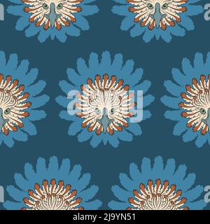 Seamless pattern with eagle head and feathers. Abstract color vector background. Stock Vector