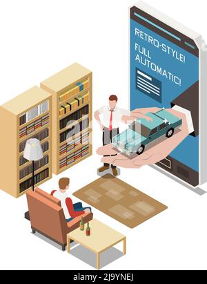 Online presentation remote work composition with smartphone and man talking with client at home vector illustration Stock Vector
