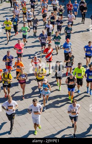 Kazan, Russia - May 17, 2022: group runners athletes run race during Kazan Marathon Stock Photo