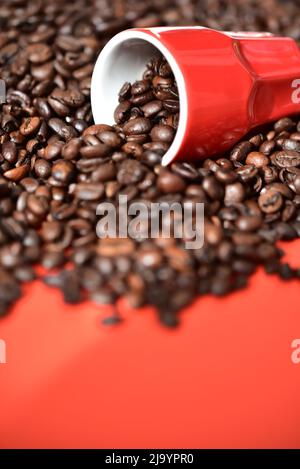 coffee beans with coffee cup Stock Photo