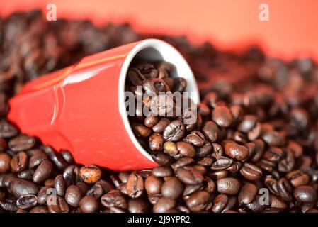 coffee beans with coffee cup Stock Photo