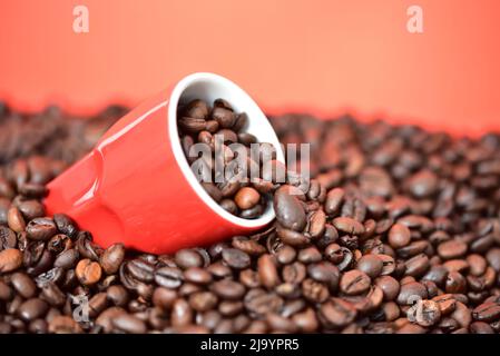 coffee beans with coffee cup Stock Photo