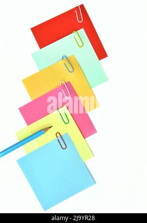 memo note paper with paper clip Stock Photo