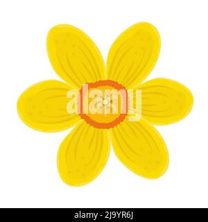 Single bright yellow daffodil, colorful illustration Stock Vector