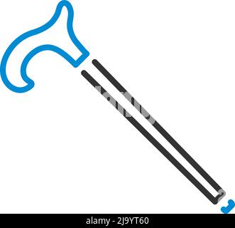 Walking Stick Icon. Editable Bold Outline With Color Fill Design. Vector Illustration. Stock Vector