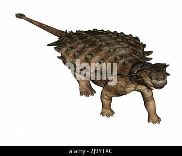 Pinacosaurus dinosaur walking straight ahead - 3D render Stock Photo