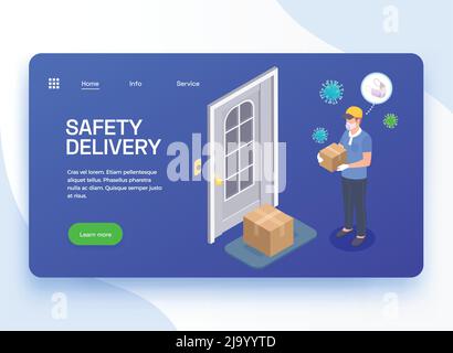 Safe Delivery Landing Page Stock Vector