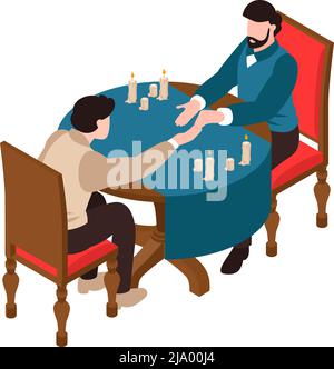 Isometric icon with palm reader telling fortune 3d vector illustration Stock Vector