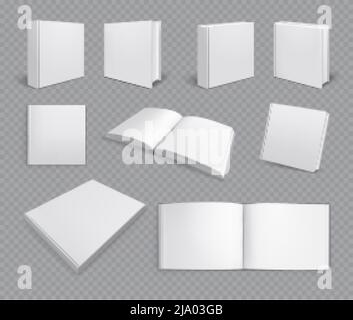 Set of isolated books albums mockup realistic images on transparent ...