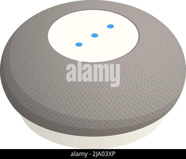 Mini round smart speaker isometric 3d icon on white background vector illustration Stock Vector