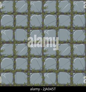 seamless stonework texture on grass, vector illustration Stock Vector