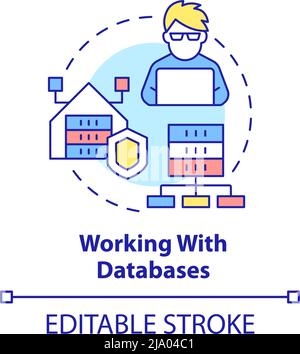 Working with databases concept icon Stock Vector
