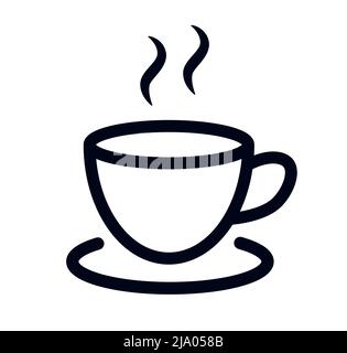 Cup of hot drink cup of coffee or tea vector illustration line art icon Stock Vector