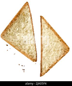 Two realistic triangular slices of wheat bread for sandwiches isolated vector illustration Stock Vector