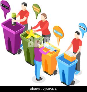 Characters Human Sorting Recycling Garbage Vector Illustration Stock ...