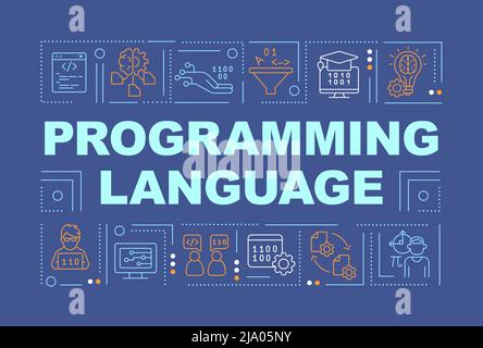Programming language word concepts dark blue banner Stock Vector