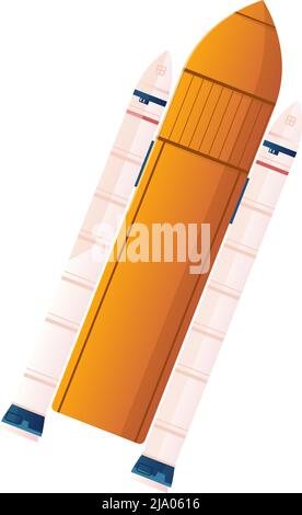 Flying space rocket on white background flat vector illustration Stock Vector