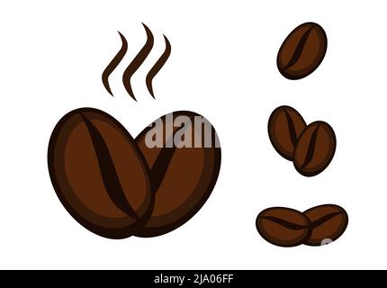 Brown coffee bean logos delicious coffee beans vector illustration icon set Stock Vector