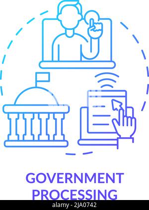 Government processing blue gradient concept icon Stock Vector