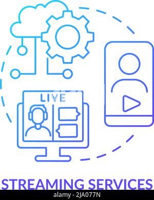 Streaming services blue gradient concept icon Stock Vector