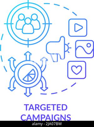Targeted campaigns blue gradient concept icon Stock Vector